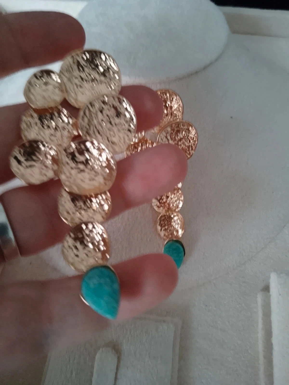 Bohemia earrings natural amazonite stones – photo 2